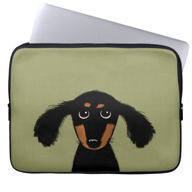 Funda Para Portátil Perro de Dachshund, largo y lindo (Frente)