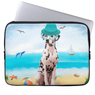 Funda Para Portátil Perro de dalmación en la playa