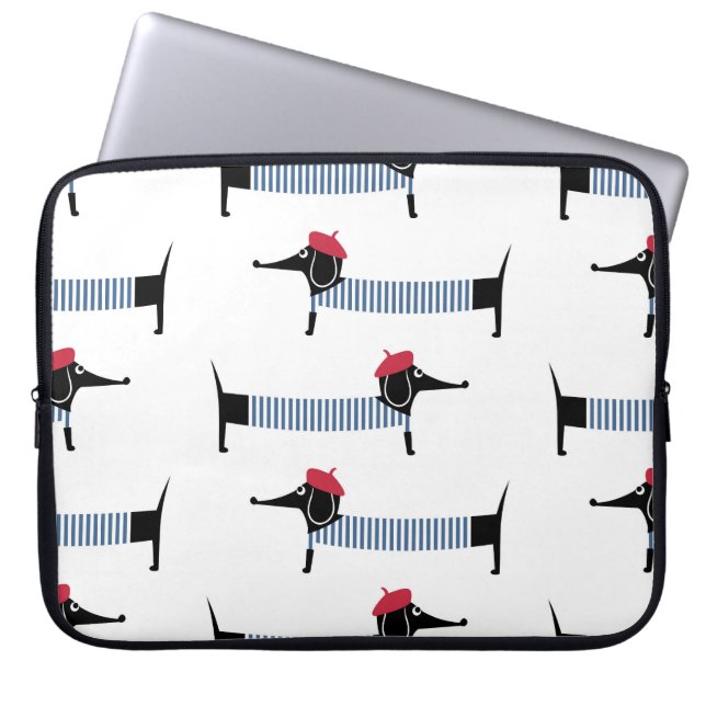 Funda Para Portátil Perro de estilo francés, patrón personalizado. (Frente)