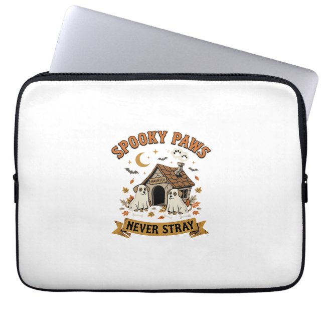 Funda Para Portátil Perro de Halloween Patas de Fantasma (Frente)