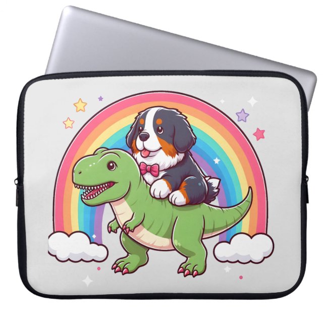 Funda Para Portátil Perro de montaña cubano montado en dinosaurio T-Re (Frente)