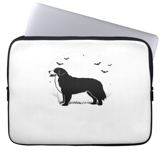 Funda Para Portátil Perro de montaña de Bernese - Silhouette de luna d (Frente)