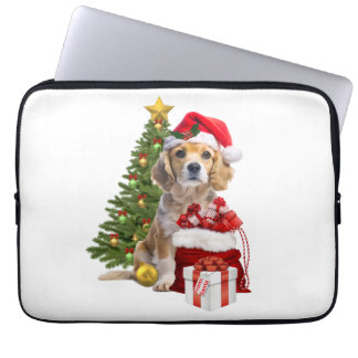 Funda Para Portátil Perro de Navidad con árbol