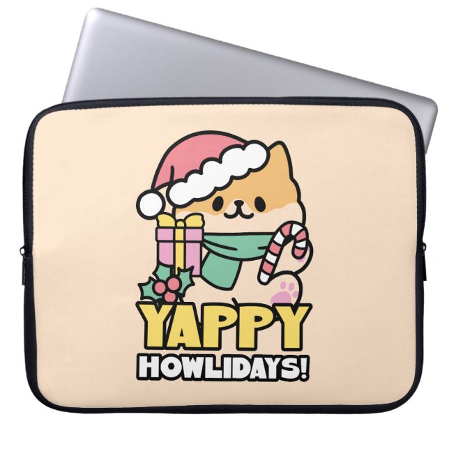Funda Para Portátil Perro de Navidades Cuadros - Yappy Howlidays (Frente)