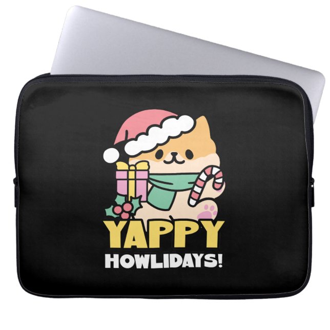 Funda Para Portátil Perro de Navidades Cuadros - Yappy Howlidays (Frente)