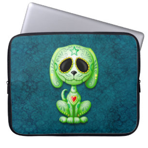Funda Para Portátil Perro de perrito verde del azúcar del zombi en