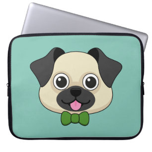 Funda Para Portátil Perro de pug feliz lindo con papillón