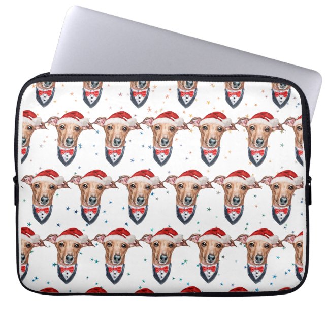 Funda Para Portátil Perro de raza Galgo italiano Navidad (Frente)