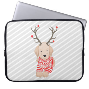 Funda Para Portátil Perro de raza Retriever Dorado Divertido con Cuern