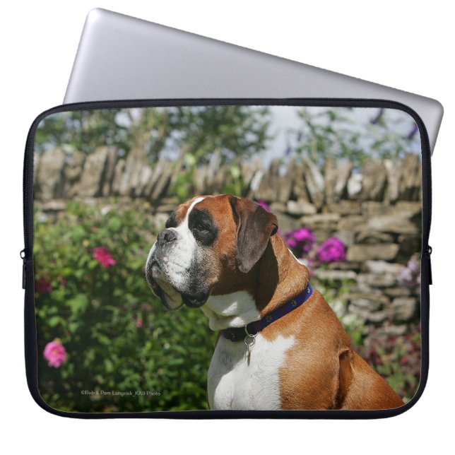 Funda Para Portátil Perro del boxeador en las flores (Frente)