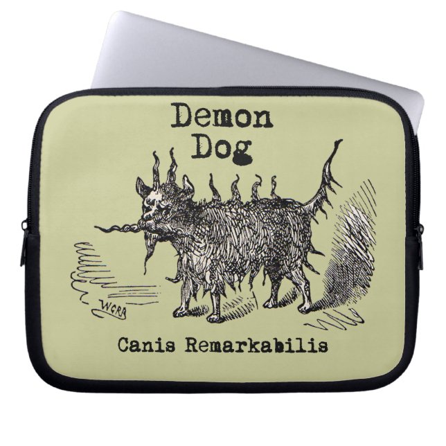 Funda Para Portátil Perro Demon Vintage Gracioso (Frente)