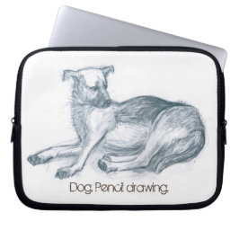 Funda Para Portátil Perro. Dibujo a lápiz.