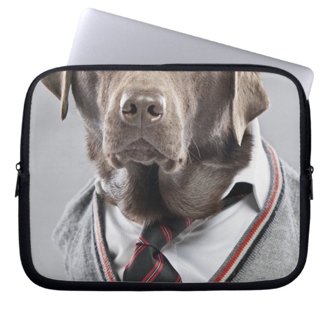 Funda Para Portátil Perro en suéter y casquillo (Frente)