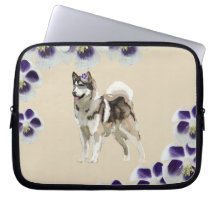 Perro, Husky Dog Art Neoprene Manga de portátil de