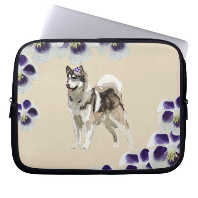 Funda Para Portátil Perro, Husky Dog Art Neoprene Manga de portátil de (Frente)