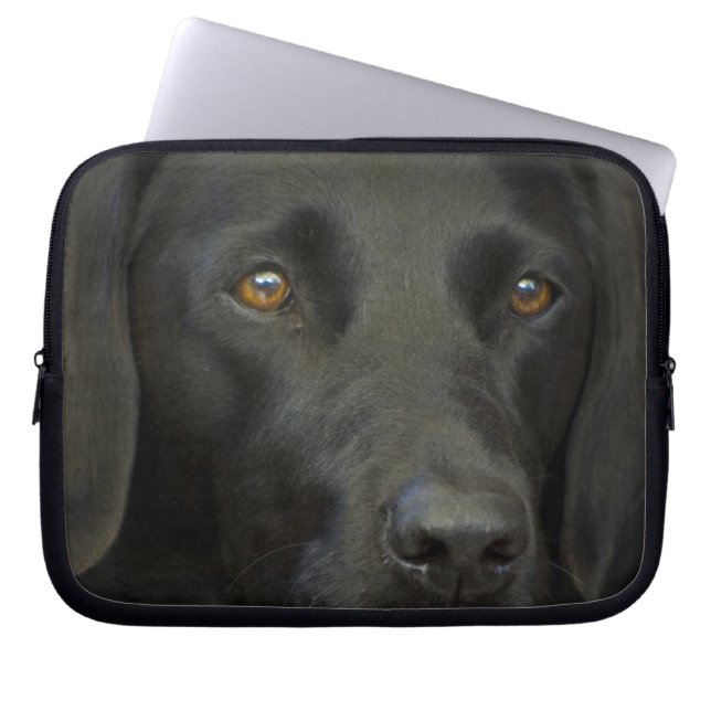 Funda Para Portátil Perro negro de Labrador (Frente)
