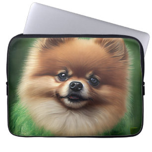 Funda Para Portátil Perro panomerano con vestido de San Patricio