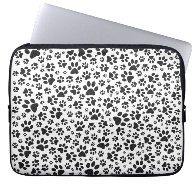 Funda Para Portátil Perro Paws Black and White Polka Dot (Frente)