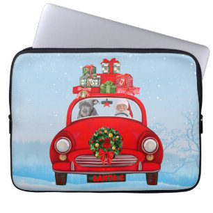 Funda Para Portátil Perro Pitbull En Coche Con Santa Claus
