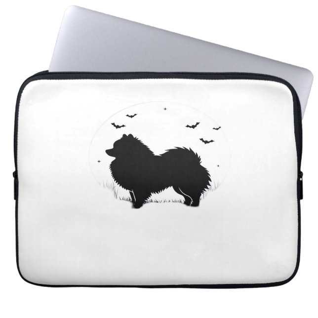 Funda Para Portátil Perro Pomeraniano - Halloween Moon Silhouette Clas (Frente)