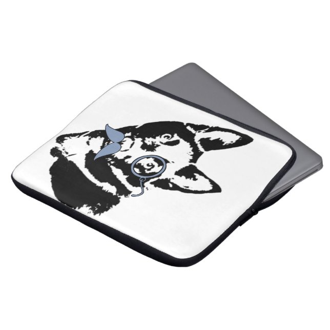 Funda Para Portátil Perro Schipperke con bigote (Superior anverso)