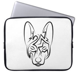 Funda Para Portátil Perro tribal blanco y negro