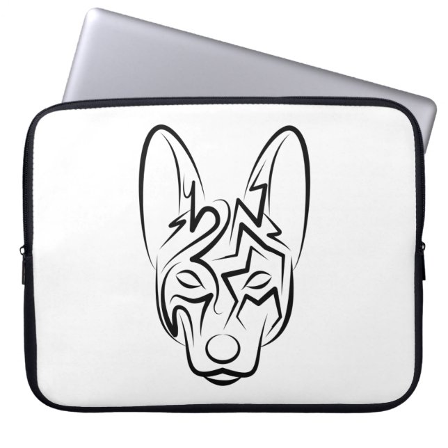 Funda Para Portátil Perro tribal blanco y negro (Frente)