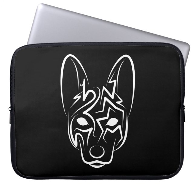 Funda Para Portátil Perro tribal blanco y negro (Frente)