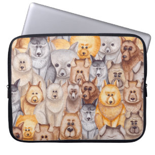 Funda Para Portátil Perros acuarelas: diversión sin foco