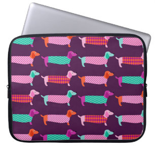 Funda Para Portátil Perros De Dachshund: Patrón Cuto Sin Marea.