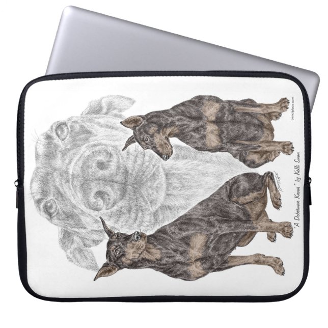 Funda Para Portátil Perros de Doberman Negro (Frente)