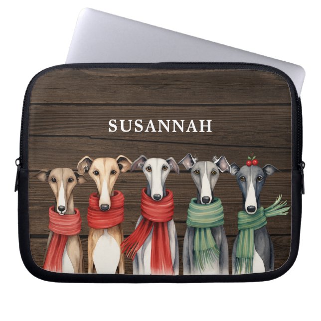 Funda Para Portátil Perros de Greyhound rústicos en escarbas (Frente)