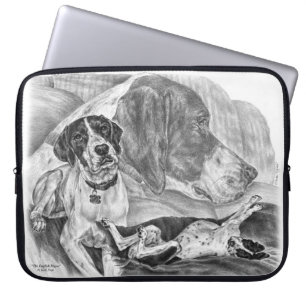 Funda Para Portátil Perros de puntero en inglés blanco y negro