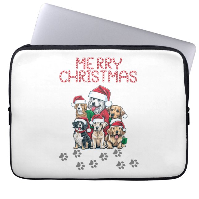 Funda Para Portátil Perros navideños (Frente)