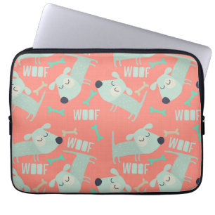 Funda Para Portátil Perros y huesos de madera