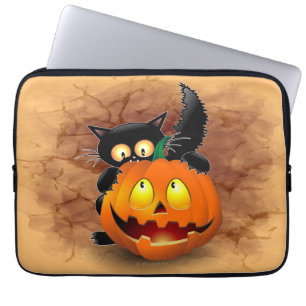 Funda Para Portátil Personaje divertido de Halloween mordiendo una cal