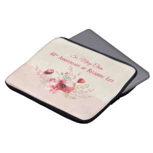 Funda Para Portátil Personalice, 40º aniversario monja, rosa y
