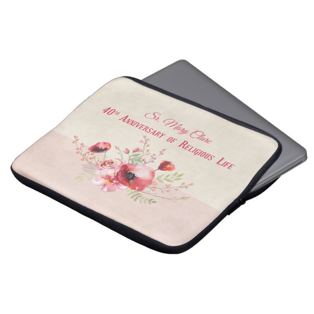 Funda Para Portátil Personalice, 40º aniversario monja, rosa y (Superior anverso)