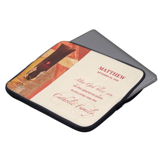 Funda Para Portátil Personalice, RCIA felicita, católica, roja (Superior anverso)