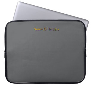 Funda Para Portátil Personaliza con nombre gris + naranja