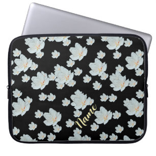 Funda Para Portátil Personaliza Flores En Negro