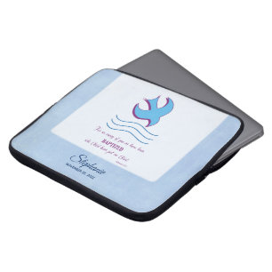 Funda Para Portátil Personaliza, Paloma del Bautismo de Adulto en Azul
