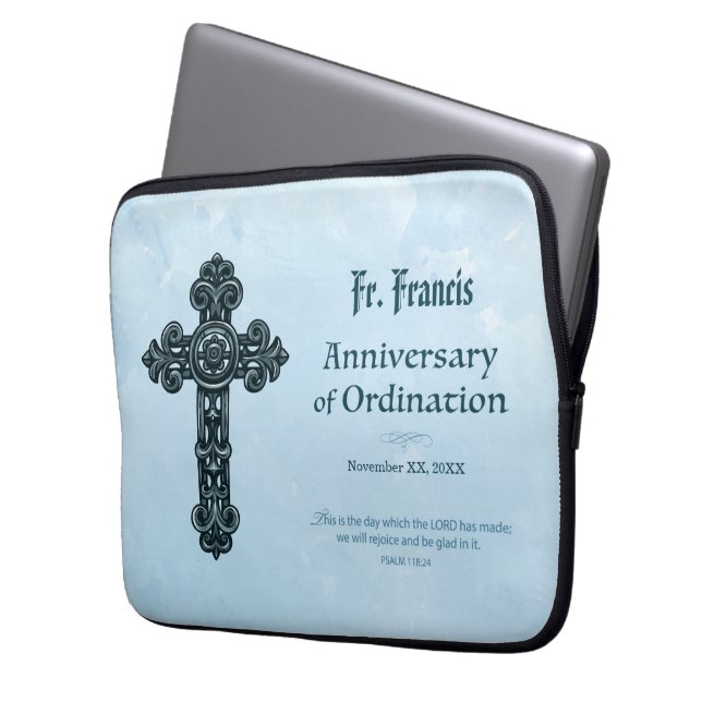 Funda Para Portátil Personaliza, sacerdote de aniversario de ordenació (Anverso izquierdo)