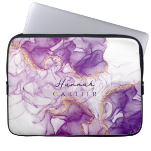 Funda Para Portátil Personalizable acuarela Royal Amethyst GoldGlitter