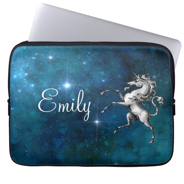 Funda Para Portátil Personalizable celeste unicornio (Frente)