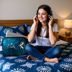Funda Para Portátil Personalizable celeste unicornio