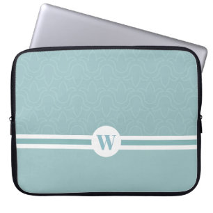 Funda Para Portátil Personalizable de marco redondo monograma flora az