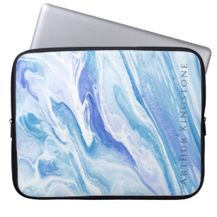 Funda Para Portátil Personalizable de mármol azul turquesa