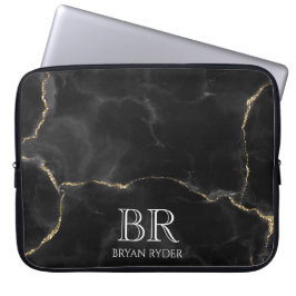 Funda Para Portátil Personalizable de mármol de Misty Night Gold Purpu