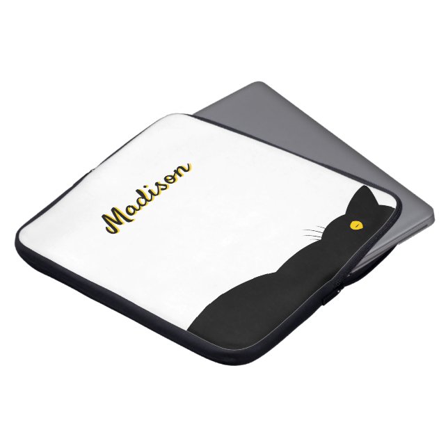 Funda Para Portátil Personalizable de Ojos Dorados del CAT NEGRO (Superior anverso)